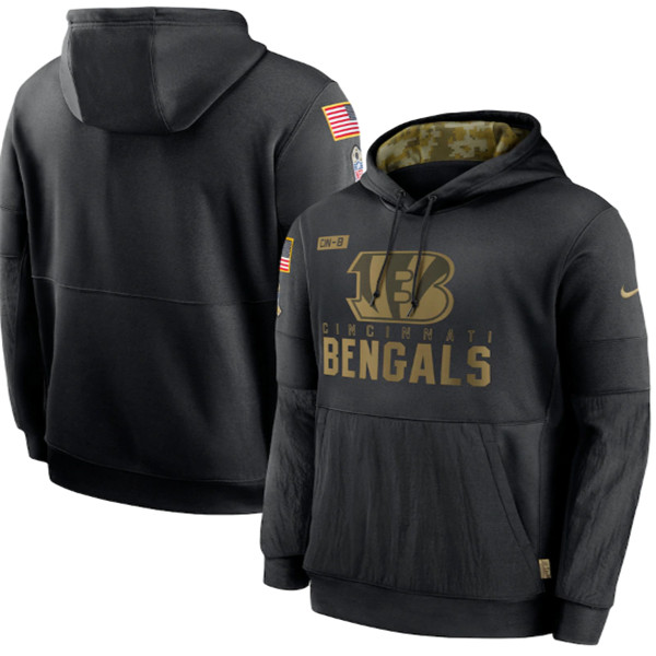 Men's Cincinnati Bengals Black NFL 2020 Salute To Service Sideline Performance Pullover Hoodie